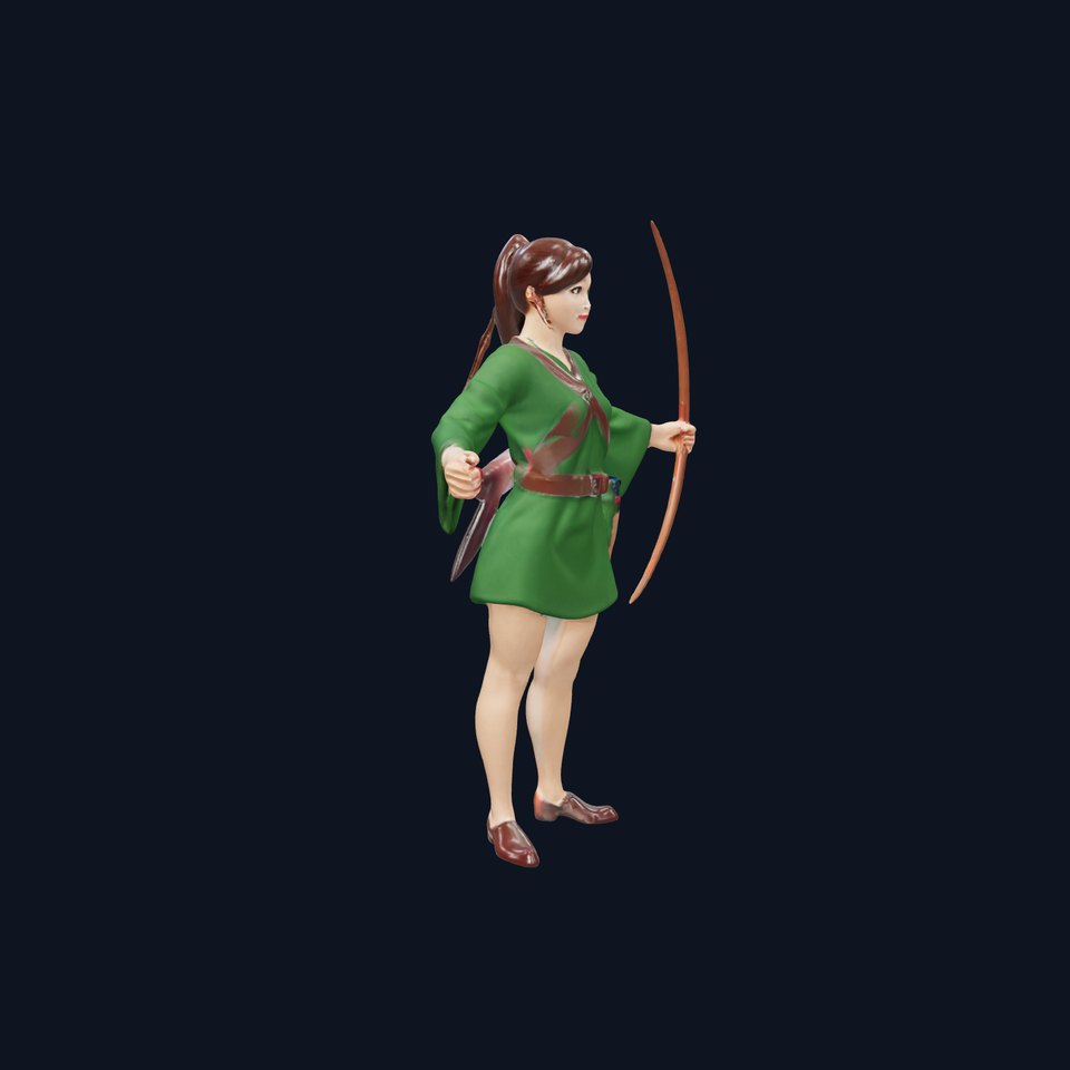 Female Archer Character D Model  Rigged and Animated